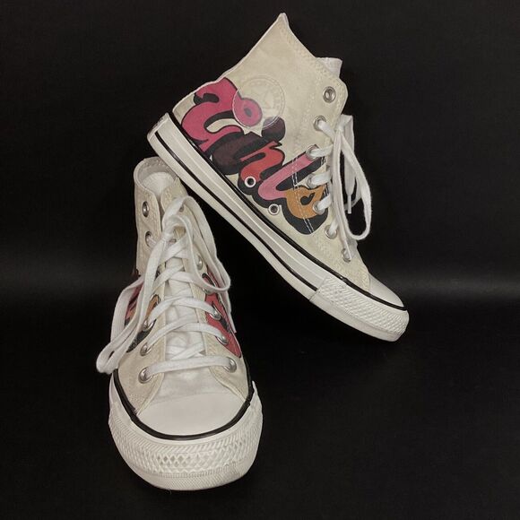 Converse CTAS-Women's 6-Girls Unite- Off-White -Colored Word Graphic-Hi- 567999C - Picture 1 of 11
